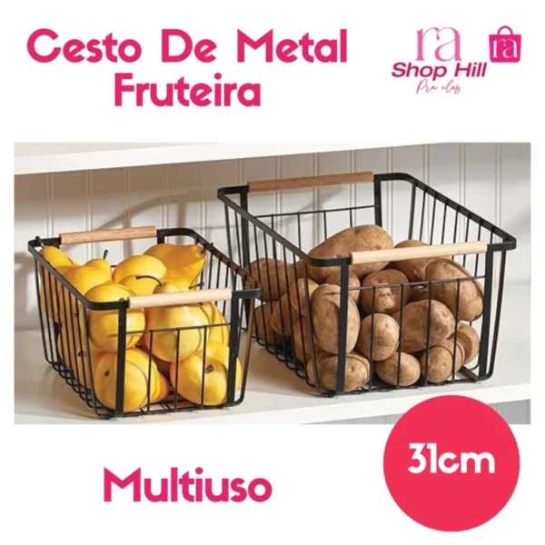 Cesto De Metal Fruteira Organizador Decorativo Resistente - Image 8