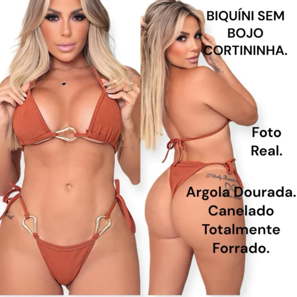 Conjunto de Biquini Feminino Cortininha Texturizado Sem Bojo - Image 2