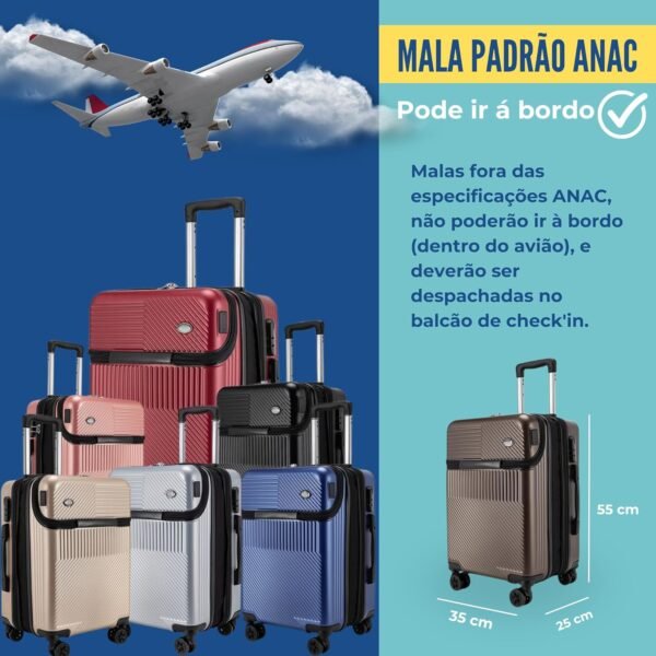 GMTA Mala de Viagem de Bordo 10Kg Expansível Rígida Padrão ANAC - Image 7