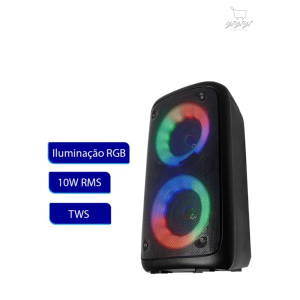 Caixa de som Bluetooth Portátil Led Rgb TWS Estéreo Multimídia - Image 2