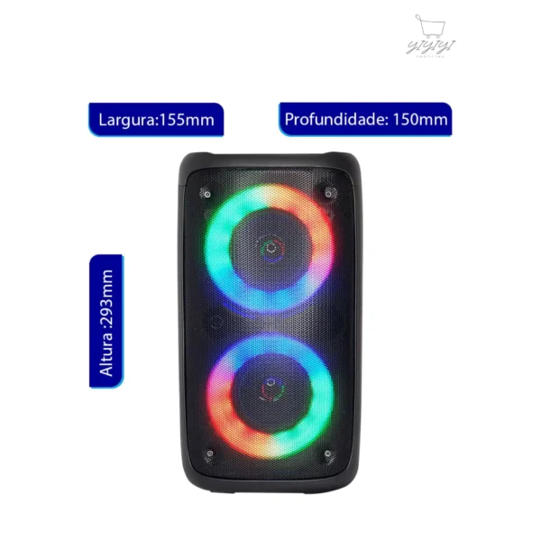 Caixa de som Bluetooth Portátil Led Rgb TWS Estéreo Multimídia - Image 3