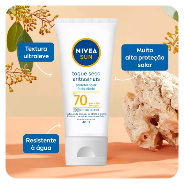 Protetor Solar Facial Creme Antissinais FPS 70 Nivea Sun 40mL - Image 3