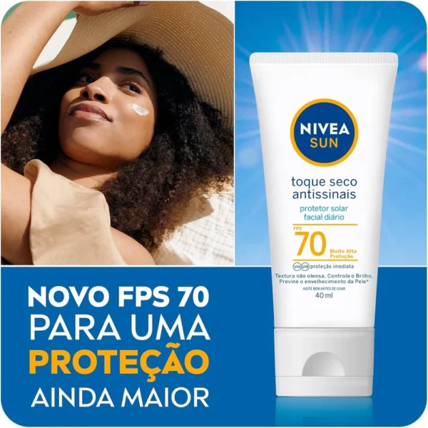 Protetor Solar Facial Creme Antissinais FPS 70 Nivea Sun 40mL - Image 5