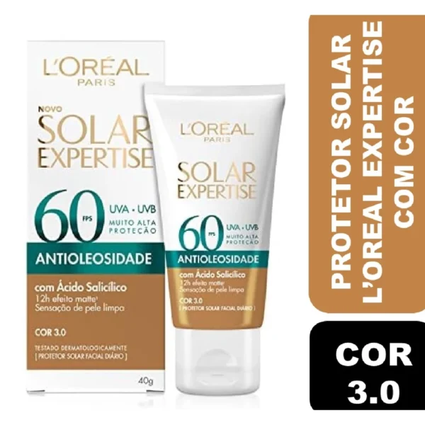 Protetor Solar L’oreal Antioleosidade FPS 60 com cor (Cor 3.0) - Image 3