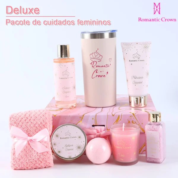 Kit Presente de Banho Feminino SPA com Copo Térmico Inox